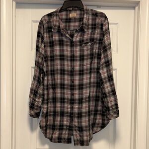 Boston Traders Black and Red Plaid Casual Button Down Shirt